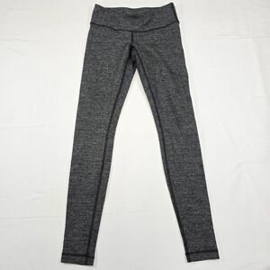 Lululemon Women's Wunder Under Black Gray Herringbone Textured Leggings Size 6